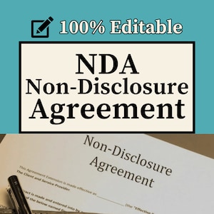 Peut inclure: Une image en noir et blanc d'un document d'accord de confidentialité avec le texte "Non-Disclosure Agreement" en haut. Le document est partiellement masqué par un stylo.