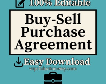 Buy-Sell Agreement, Purchase Contract, Sale contract, Sale agreement, Microsoft Word Document, Fully Editable,  Instant Download