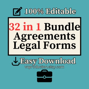 Grand Legal Bundle, Fully Editable Agreement Contract Templates and Legal Forms, DIGITAL DOWNLOAD word documents
