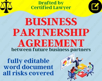 Memorandum of Understanding Business Partnership Agreement between future business partners, MoU, fully editable contract template document