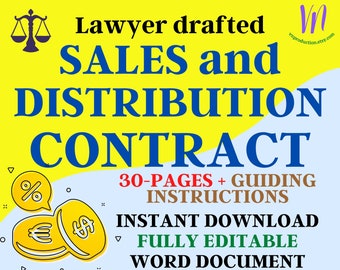 SALES and DISTRIBUTION AGREEMENT between Supplier and Distributor, Contract on granting license to distribute products, Fully editable Word