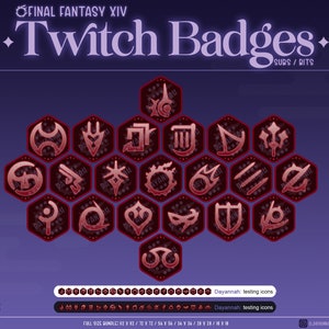 Final Tantasy XIV Twitch Sub Badges | Twitch Bit Badges | Badges | Bits | Discord | Red | Gaming Badges