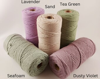 Hilo trenzado de una sola hebra de 3 mm, 100 % algodón, para macramé y tejido - 100 m (328 pies)