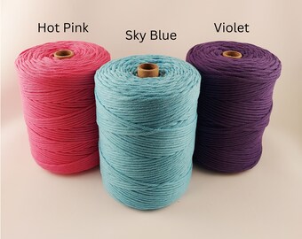 Hilo trenzado de una sola hebra de 3 mm, 100 % algodón, para macramé y tejido - 304 m (1000 pies)