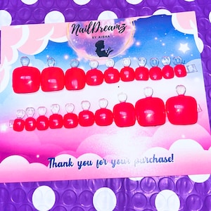 Toe Nail Pess Ons| Single Color Press On Toe Nails | Single Shade Nail Set | Glue On Nails
