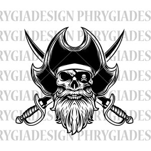 Pirate Skull Svg , Pirate Clipart , Pirate Svg , Skull Svg , Pirate Vector , Swords Svg , Digital Download , Instant Download