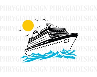 Cruiseschip Svg, cruisevakantie Svg, boot Svg, schip Svg, jacht Svg, cruiseschip Vector, digitale download, Instant Download