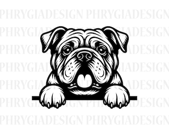 Peeking English Bulldog Dog Svg Png , Bulldog Cut File , Bulldog Svg , Dog Lover , Bulldog Face Svg , Digital Download, Instant Download