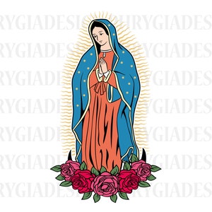 Rose With Virgin Mary Svg , Mother Of Jesus Svg , House Of The Virgin Mary Svg , Virgen De Guadalupe Svg , Digital Download