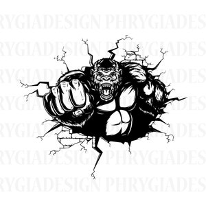 Angry Gorilla Svg Png , Gorilla Svg , Gorilla Vector , Gorilla Clipart , Gorilla Png , Gorilla Sublimation Design , Animal Svg