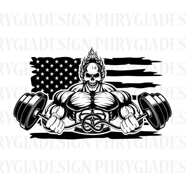 Skeleton Bodybuilder Svg Png , Body Builder Svg , Us Flag Svg , Bodybuilding Svg , Biceps Svg , Muscle Svg , Gym Svg , Digital Download