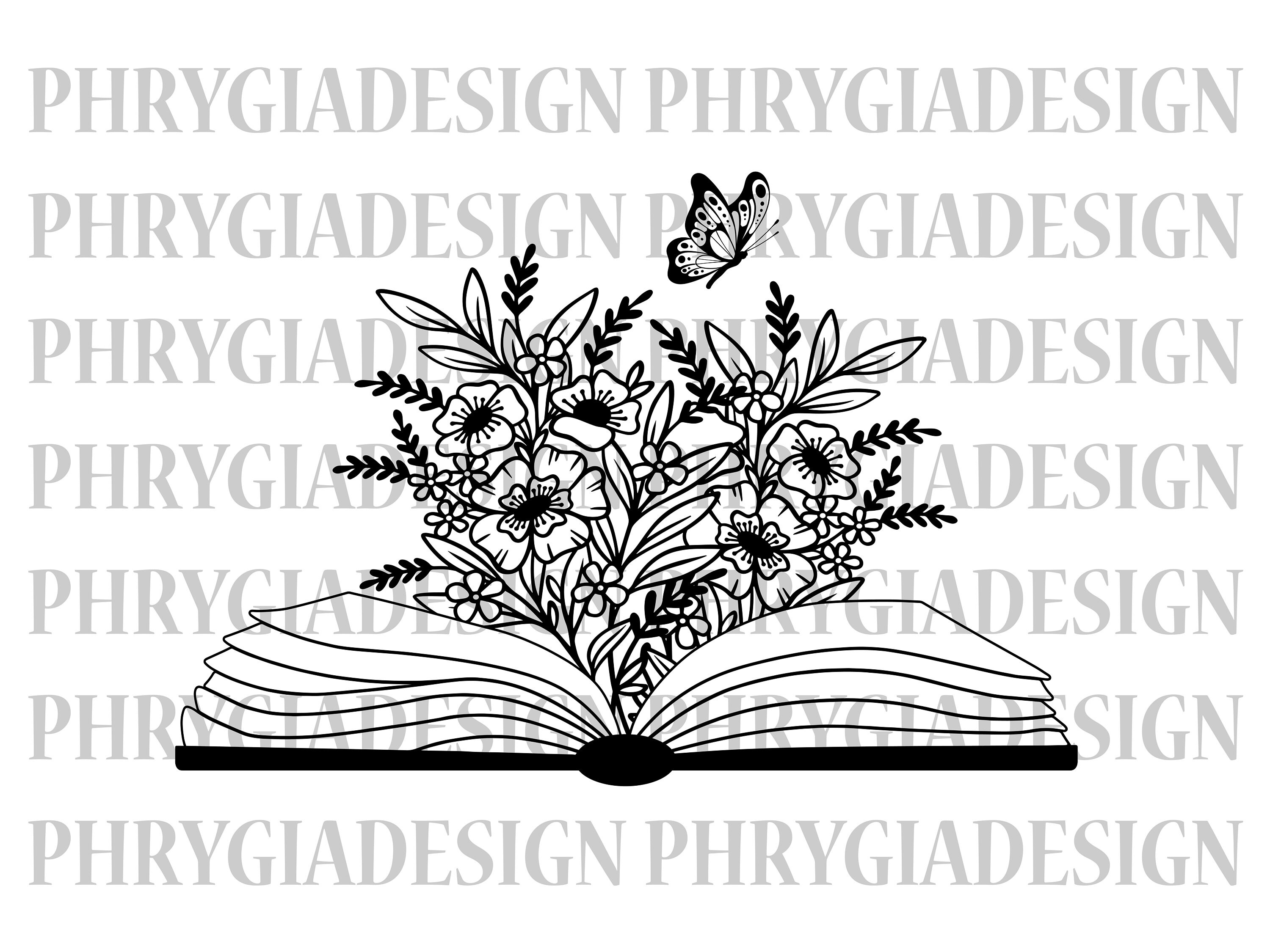 Floral Book Svg , Book Svg , Book With Flowers Svg , Reading Svg , Read