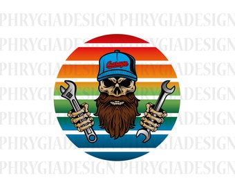 Skull Mechanic Png , Skull Png , Wrenches Png , Tools , Repair , Bearded Skull Png , Digital Download , Instant Download