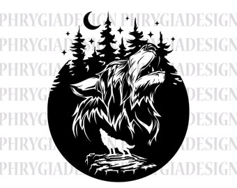 Wolf Howling Svg , Forest Svg , Nature Svg , Hunting Svg , Wilderness Svg ,  Wolf Svg , Wild Animals Svg , Wolf Shirt Svg , Wolf Head