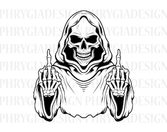 Grim Reaper Middle Finger Svg , Death Svg , Grim Reaper Svg  , Skeleton Svg , Horror T-Shirt , Halloween Svg , Digital Download