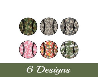 Camo Baseball Ball Png Bundle , Camo Shirt Design , Hunting Png , Camo Baseball , Sublimation Design , Game Day Png , Camouflage Png