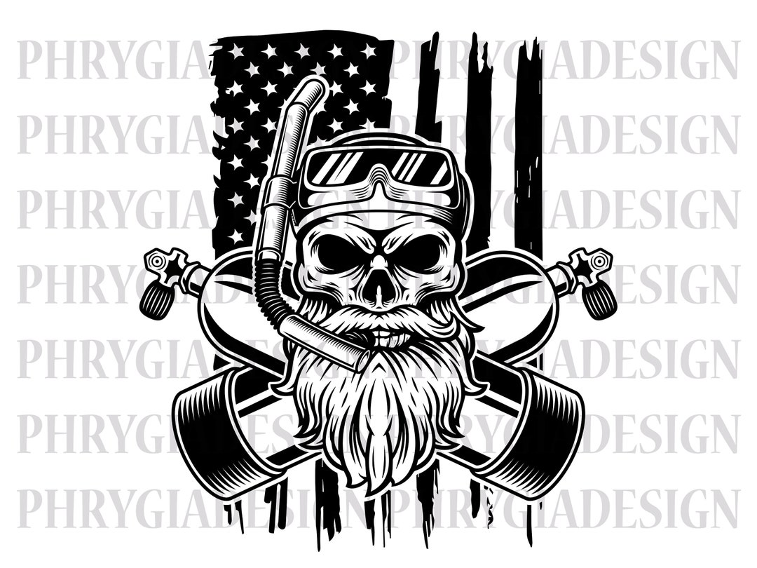 US Snorkel Skull Svg , American Diver Svg , Diving Svg , Snorkel Svg