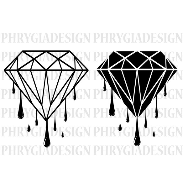 Dripping Diamond Svg Png , Gemstone Svg , Crystal Svg , Diamond Svg , Digital Download , Instant Download