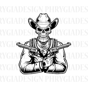 Cowboy schedel Svg, schedel in cowboyhoed Svg, cowboy Svg, westerse schedel Svg, western cowboy Svg, cowboy Clipart, westerse Svg, schedel Svg