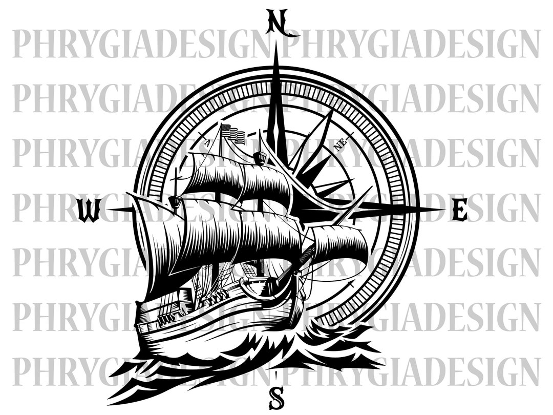 Ship Compass Svg , Ship Svg , Boat Svg , Compass Svg , Nautical Svg