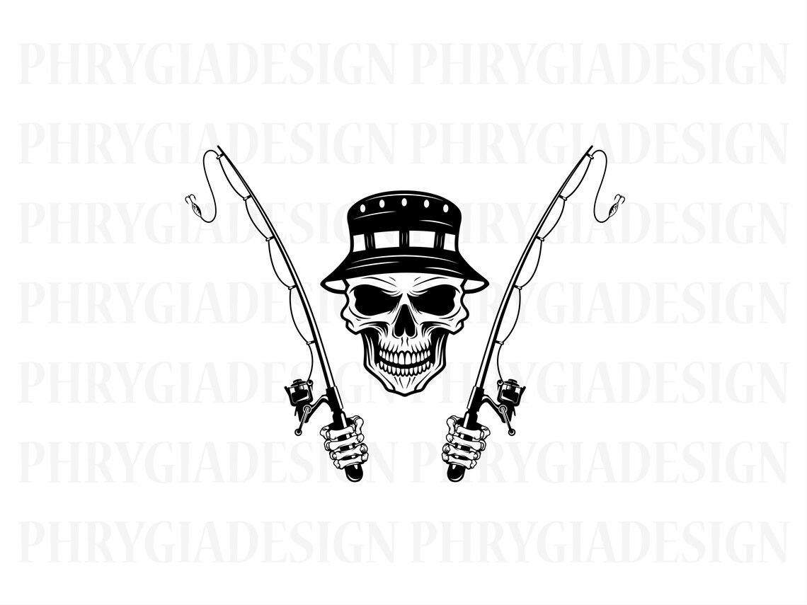 Skull Fisherman Svg , Skull Fishing Svg , Fisherman Shirt Svg , Fishing ...