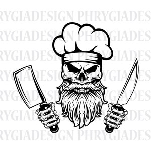 Chef Skull Svg , Grill Master Svg , Chef Svg , Chef Skull Clipart , Chef Clipart , Chef Skull Shirt , Chef Png