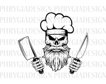 Chef Skull Svg , Grill Master Svg , Chef Svg , Chef Skull Clipart , Chef Clipart , Chef Skull Shirt , Chef Png