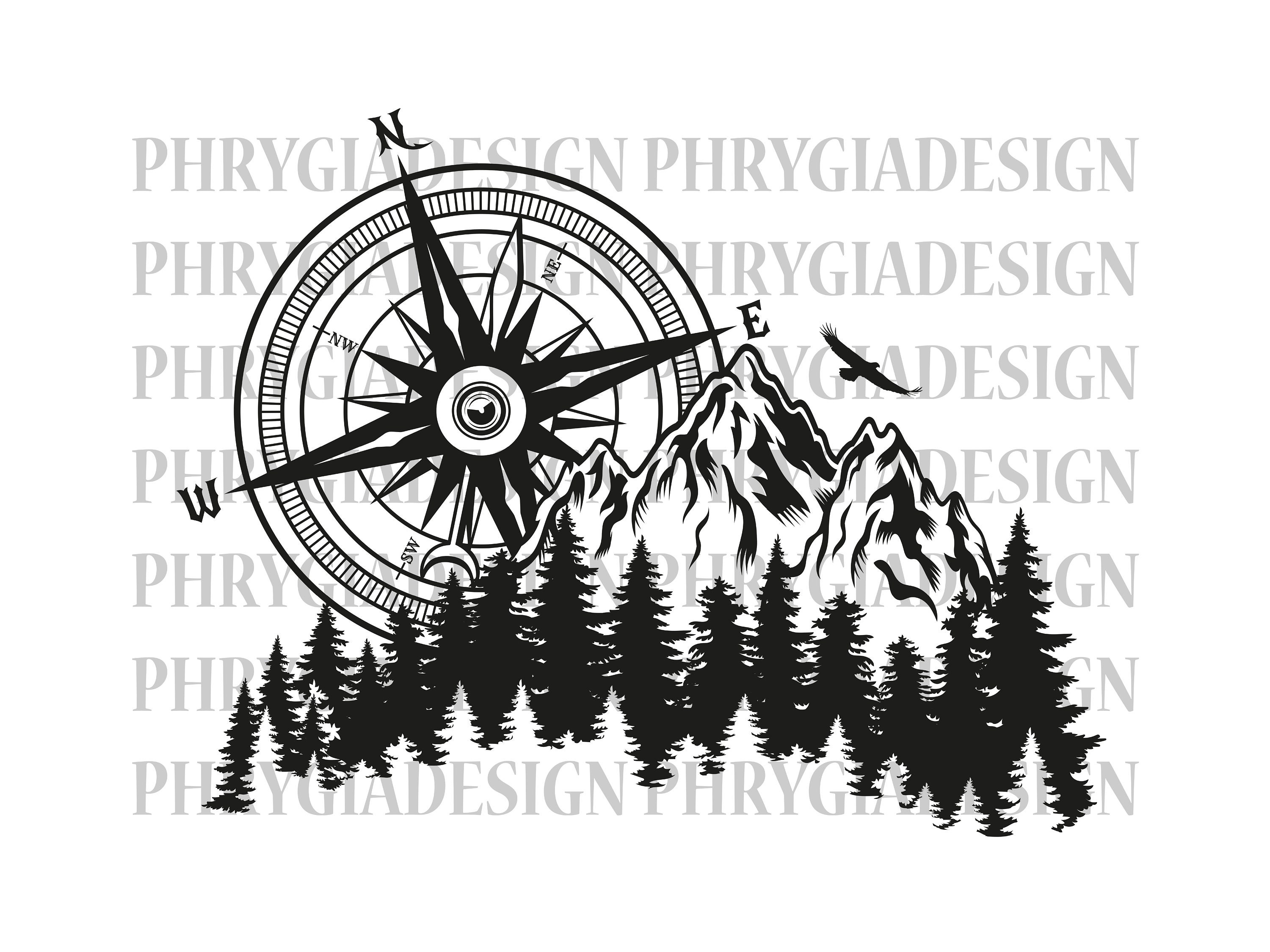 Compass mountain - Etsy België, image size:3000x2250