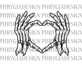 Skeleton Hands Heart Svg , Skeleton Hands Svg , Skeleton Svg , Heart Hand Sign , Digital Download , Instant Download