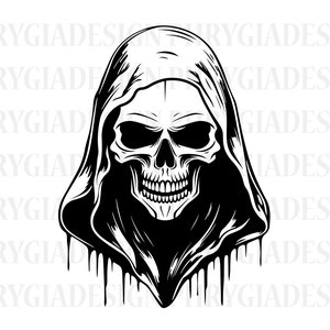 死神 SVG PNG、死 SVG、スケルトン SVG、ホラー T シャツ、ハロウィン SVG、デジタル ダウンロード、インスタント ダウンロード