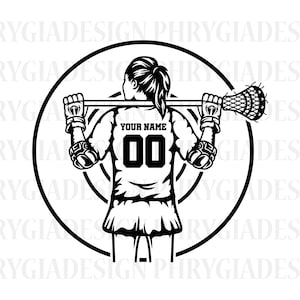 Weibliche Lacrosse Spieler zwart, personalisierte Name svg, Lacrosse Mom svg, Lacrosse Clipart, Lacrosse Cutfile, Lacrosse Girl svg