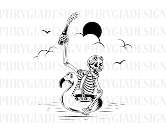 Funny Summer Skeleton Svg , Summer Svg , Skeleton Shirt Svg , Beach Skull Svg , Summer Vacation Svg , Summer Vibes Svg , Skeleton Svg