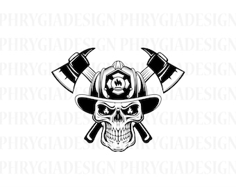 Firefighter Skull Svg , Firefighter Svg , Fireman Svg , Firefighter Shirt Svg , Firefighter Png , Firefighter Clipart , Digital Download