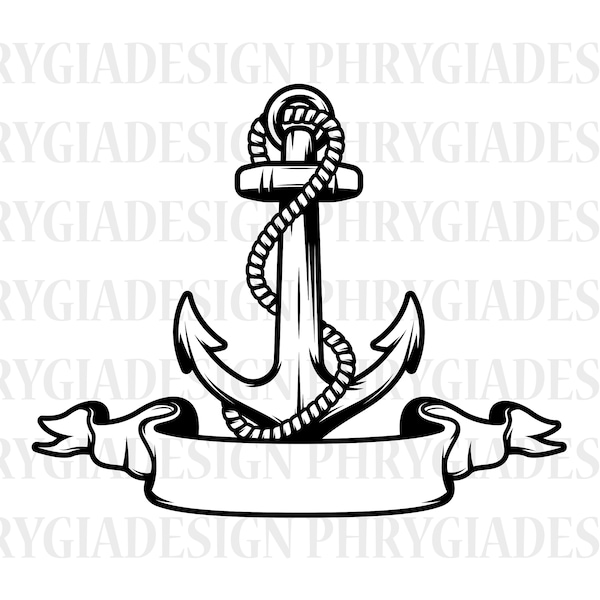 Anchor Svg Png , Anchor With Rope Svg  , Anchor Clipart , Anchor Vector , Anchor Png , Digital Download , Instant Download