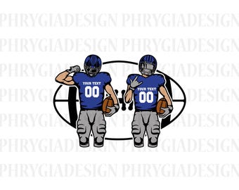 Two Football Players Svg , Football Name Svg , Football Player Svg , Football Shirt Svg , Personalized Name , Football Season , Football Png