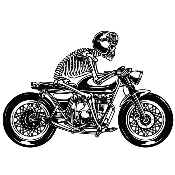 Squelette équitation moto Svg Png, mort squelette cavalier Svg, moto Svg, tête de mort motard Svg, squelette Svg, motard tête de mort Svg