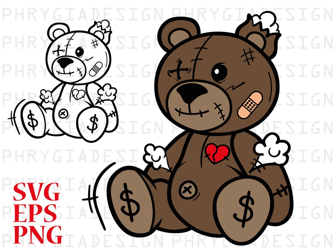 Beaten Teddy Bear Svg Eps Png Teddy Bear Svg Teddy Bear Etsy
