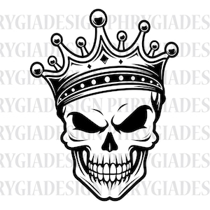 Skull With Crown Svg , King Skull Svg , Skull King Svg , King Skull Clipart , Skull Clipart , Skull Vector , King Skull Shirt Svg