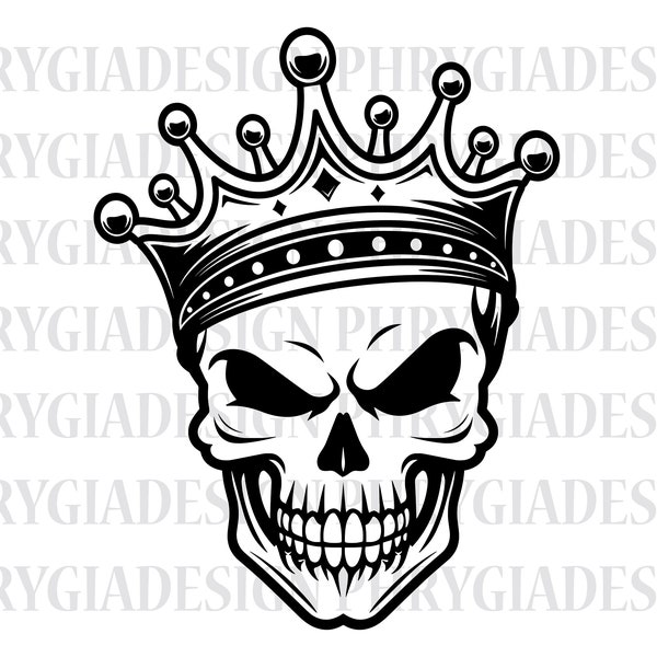 Skull With Crown Svg , King Skull Svg , Skull King Svg , King Skull Clipart , Skull Clipart , Skull Vector , King Skull Shirt Svg