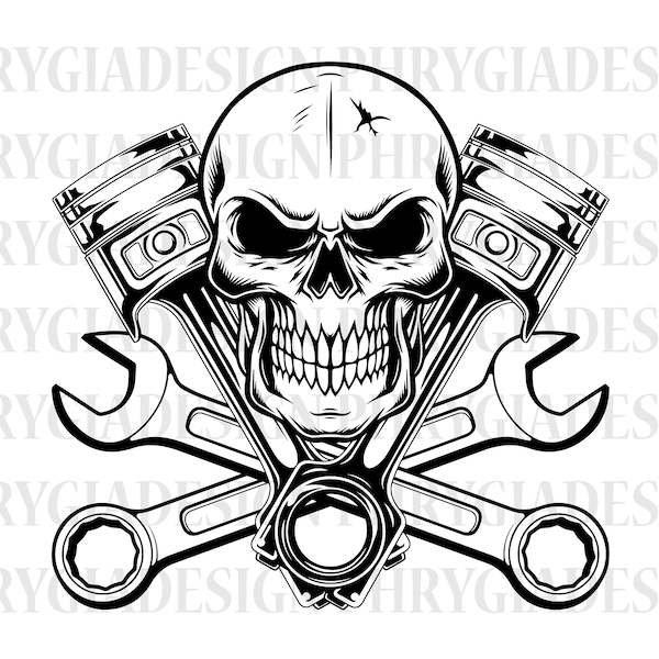 Skull Mechanic Svg Png , Mechanic Logo , Skull Svg , Wrenches Svg , Tools Svg , Repair Svg , Digital Download , Instant Download