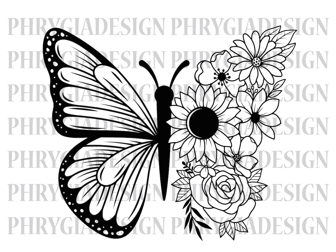 Butterfly Svg Butterfly Flower Svg Floral Butterfly Svg - Etsy