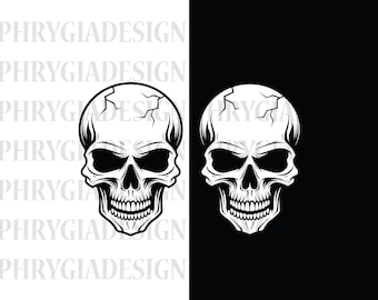 Schädel SVG, Schädel Clipart, Schädel-Shirt, Skelett Schädel, Schädel-Kopf-Svg, Schädel-Silhouette, digitaler Download, Sofort-Download