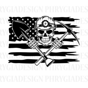 Coal Miner Skull Svg Png , Mining Skull Svg , Skull Svg , Miner Svg , Us Flag Svg , Miner Skull Svg , Coal Mining Svg , Digital Download