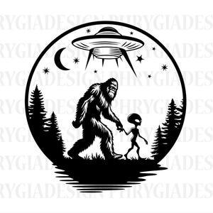 Bigfoot Alien Svg Png , Bigfoot Svg , Alien Svg , Ufo Svg , Yeti Svg , Bigfoot Shirt  , Sasquatch Svg , Instant Download , Bigfoot Cut File