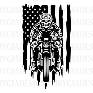 US Biker Skull Svg , Motorcycle Rider Svg Png , Skull Biker Svg , Skeleton Rider Svg , Motorcycle Svg , Motorcycle Skull Svg , Chopper Svg