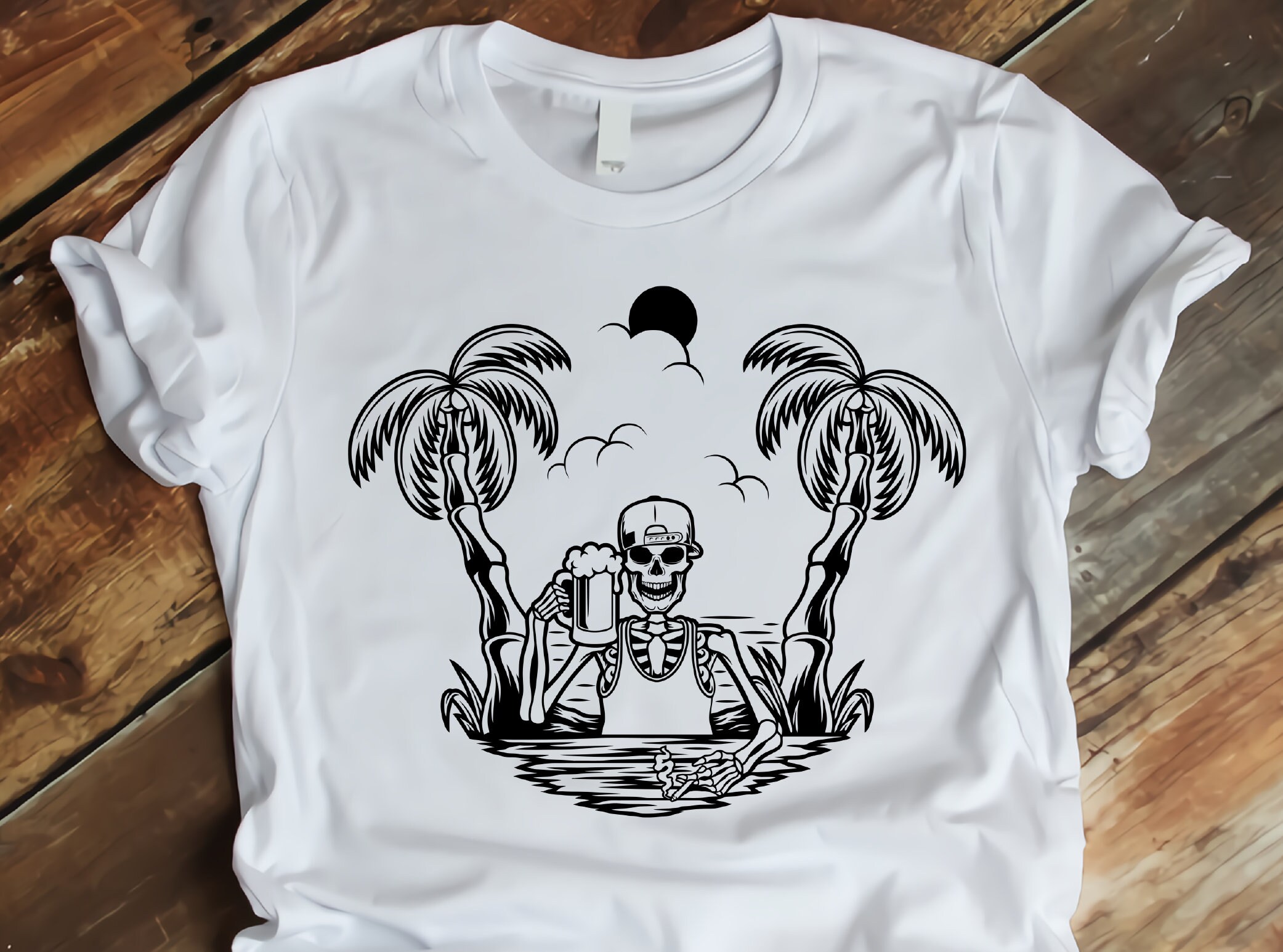 Funny Summer Skeleton Svg , Beach Skull Svg , Summer Svg , Skeleton ...