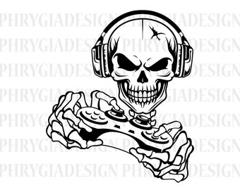 Video Game Skull Svg , Controller Svg , Gamer Skull Svg , Gamer Svg , Video Game , Gaming Svg , Skull With Headphones , Gamer Shirt Svg