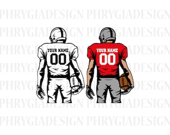 Jugador de fútbol Svg Png, Nombre de fútbol Svg, Camiseta de fútbol Svg, Nombre personalizado, Temporada de fútbol, Fútbol Png, Descarga instantánea