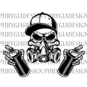 グラフィティ スカル SVG、スカル グラフィティ SVG、スプレー ペイント SVG、スカル SVG、グラフィティ アーティスト SVG、スカル シャツ SVG、スカル クリップアート
