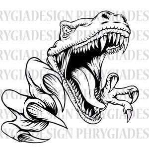 Wütend Dinosaurier T-Rex, Dinosaurier-Svg, Dinosaurier-Design, Jurassic Clipart, digitaler Download